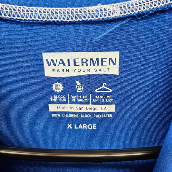 Watermen Rash‎ Guard Shirt Adult Size XL Blue Short Sleeve Instructor - Picture 5 of 8
